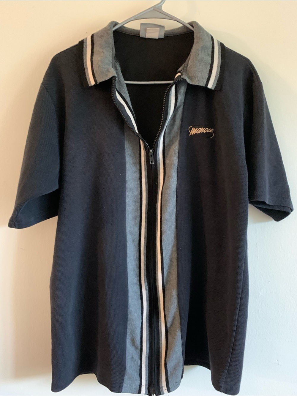 Menace Men’s Short Sleeve Zip Polo in Black and Gray
